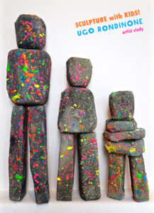 Kids study artist Ugo Rondinone and his Human Nature sculptures, making their own stacked sculptures using floral foam, paper mâché, and magnets.