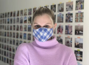 Handmade cloth face masks using the New York Times pattern and recycled materials.