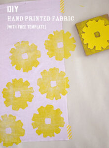 Hand Stamped Fabric with homemade stamp and free template.