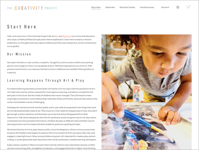 Art and Play Learning Guide for September 2020, from The Creativity Project.