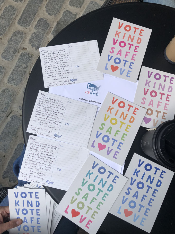 GOTV Vote from home postcards cat by mail postcards to voters vote by mail get out the vote