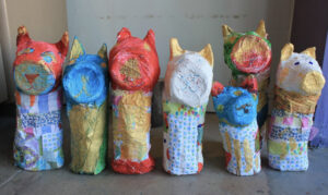 Paper mache cat mummy project to make with kids