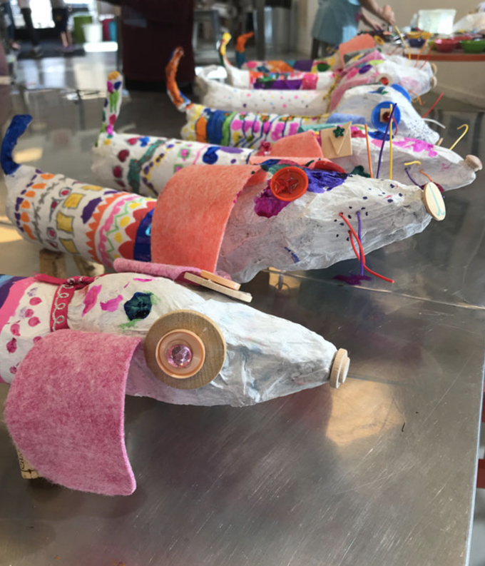 Paper mache weiner dogs project for kids.