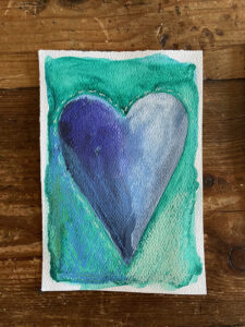 Make homemade Valentines with watercolors and chalk pastels.