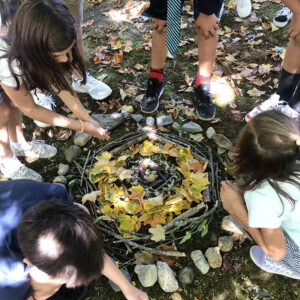 Create land art with kids inspired by Andy Goldsworthy.