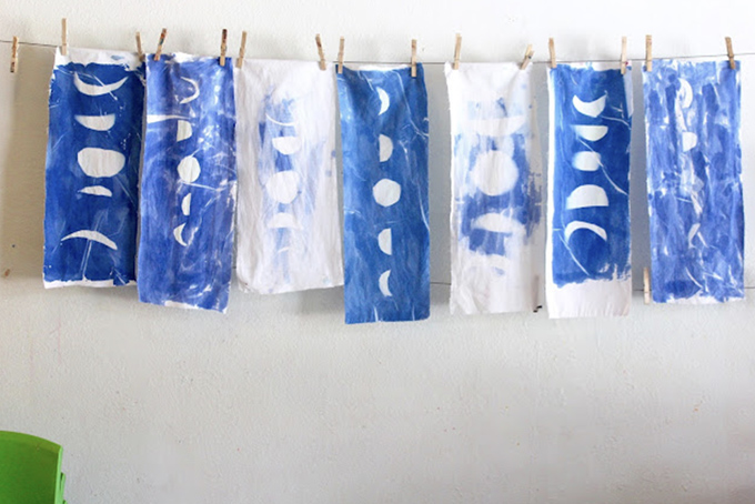 Explore the phases of the moon with kids by making sun prints!