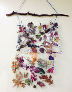 Make a nature collage using sticky contact paper.