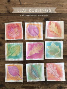 Leaf Rubbings with Crayons