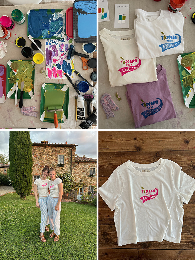 Handmade t-shirts for our trip to Tuscany!