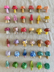 Make mushrooms from egg cartons and acrylic paints.