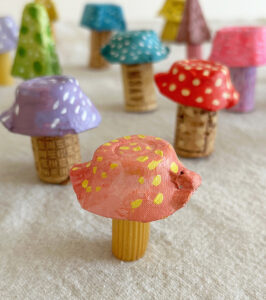 Make mushrooms from egg cartons and acrylic paints.