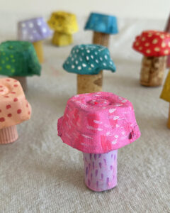 Make mushrooms from egg cartons and acrylic paints.