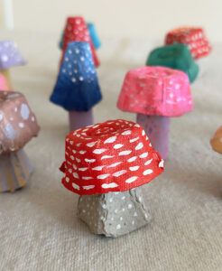 Make mushrooms from egg cartons and acrylic paints.