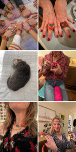 The many ways to use a rainbow tube knitted bracelet.