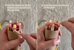 Showing the inside of a tp roll during tube knitting.