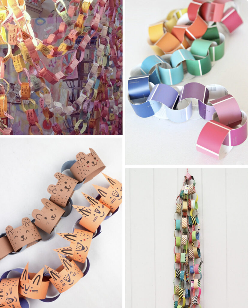 Paper chain roundup featuring some of the best, most colorful, innovative, and fun paper chains from around the internet.